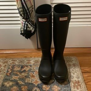 Hunter Original Tall Black Side Buckler Rubber Classic Rain Boot Shoes